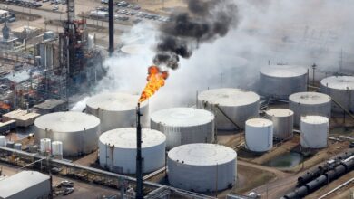 Smoke from oil refinery in Wisconsin.