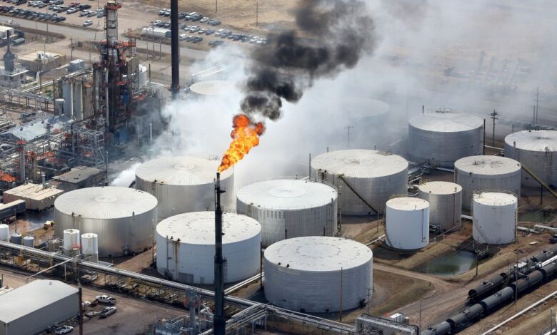 Smoke from oil refinery in Wisconsin.