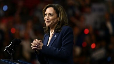 Vice President Kamala Harris speaking at a campaign rally in Philadelphia on Aug. 6, 2024.