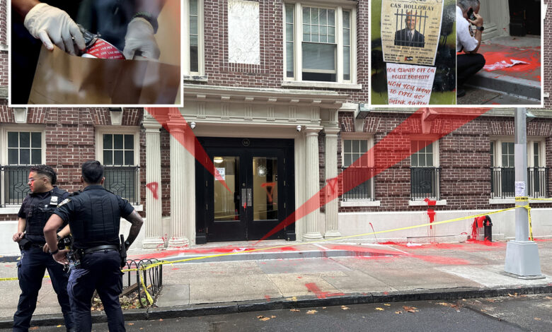 Pro-Palestine vandals release crickets, splash red paint over Columbia exec's NYC apartment building