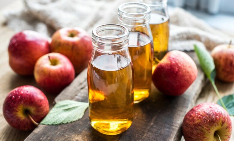 Fresh apple juice close up shot