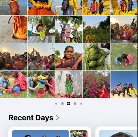 The photos app homepage.