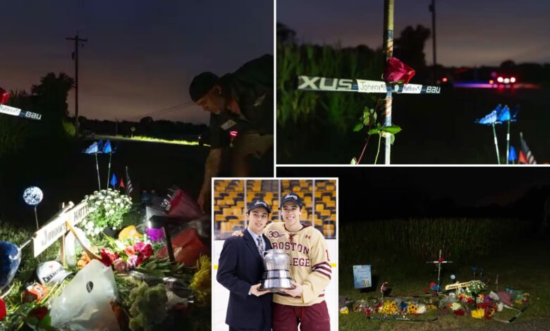 Hockey sticks, Gatorade left in tribute on NJ road where NHL star Johnny Gaudreau, brother Matthew were killed