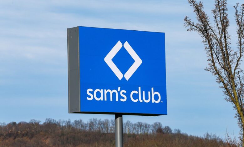 A sign for Sam's Club is seen at the entrance to the members-only retail warehouse store at the Lycoming Mall in Muncy, Pennsylvania.