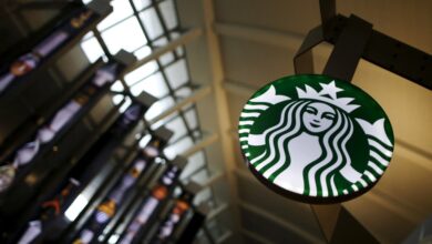 Starbucks store inside Tom Bradley terminal at LAX airport, referencing the company's welcoming of a new CEO.