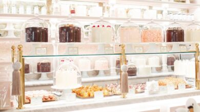 The Cake Bake Shop by Gwendolyn Rogers at Disney's BoardWalk in Orlando, displaying a variety of cakes and pastries