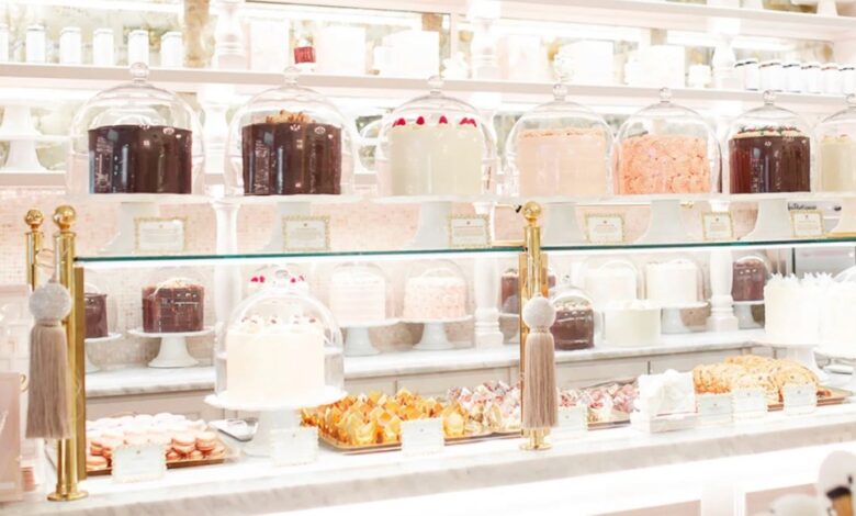 The Cake Bake Shop by Gwendolyn Rogers at Disney's BoardWalk in Orlando, displaying a variety of cakes and pastries