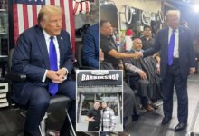 Donald Trump surprises Bronx barbershop with visit as Queens native tells patrons ‘you guys are the same as me’