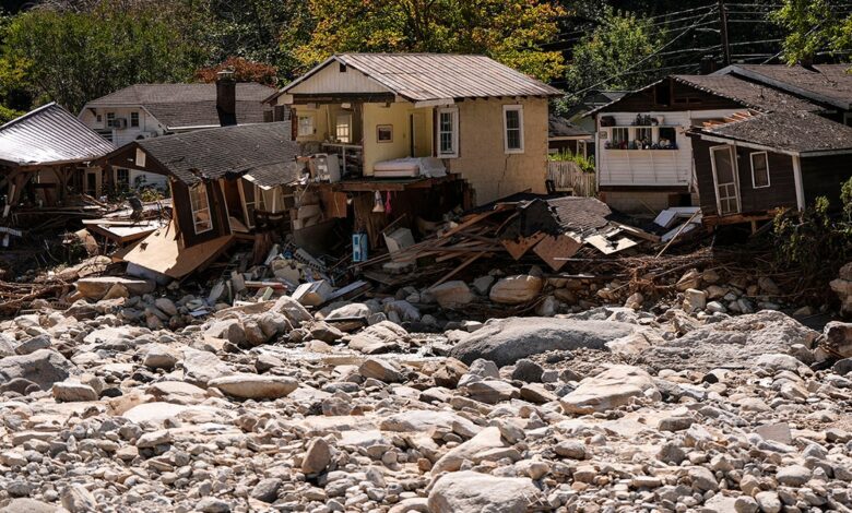 Homes damaged by the hurricane in Chimney Rock