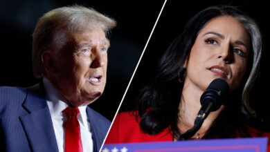 Donald Trump, left, Tulsi Gabbard, right