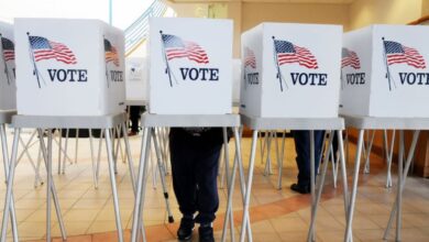 Election officials have several voting booths available for Early Voting at the Broomfield City and Coutny Building on Tuesday. October 21, 2008 Enterprise staff photo/David R. Jennings(Photo by David Jennings/Digital First Media/Boulder Daily Camera via Getty Images)