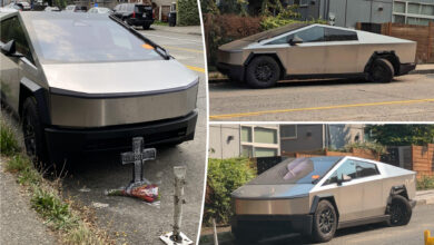 Vandalized Tesla Cybertruck becomes bizarre 'tourist trap': Residents create makeshift memorial