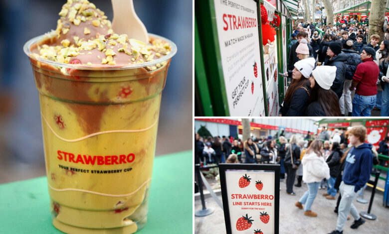 Dubai chocolate berry cup at Bryant Park draws long lines