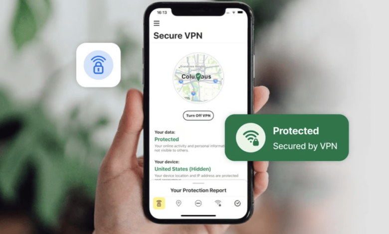 iPhone with VPN info showing