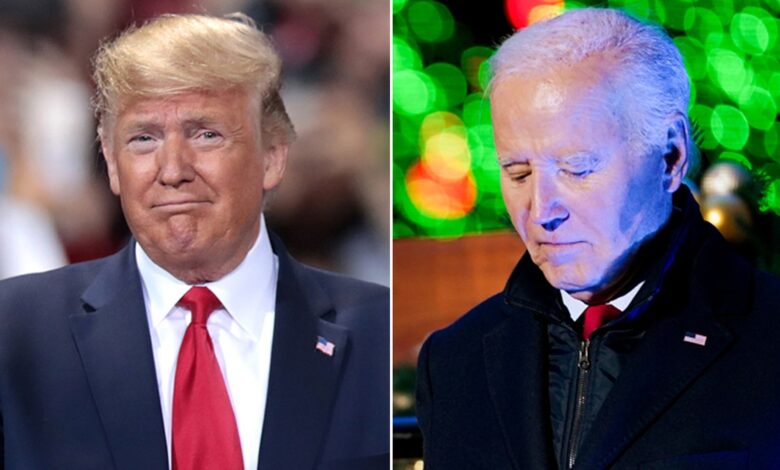 Left: President Donald Trump in 2019; Right: President Joe Biden