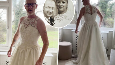 UK husband Darren Ryan surprises wife by slipping into 25-year-old wedding dress —and it fit perfectly