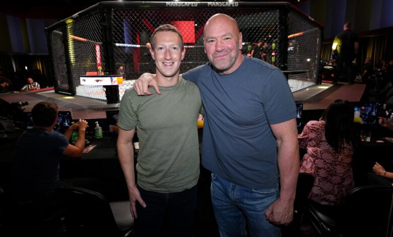 Dana White and CEO Mark Zuckerberg in 2022.