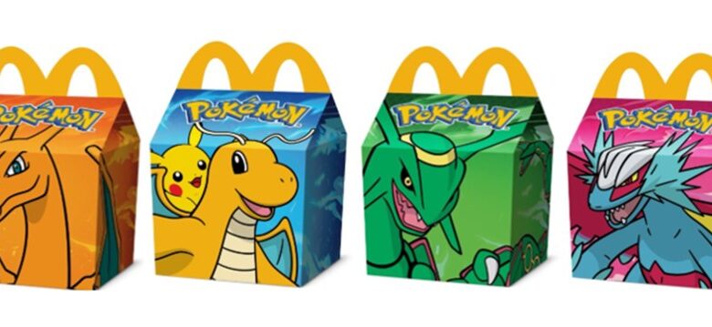 A McDonald's Pokemon Happy Meal box signifying a collaboration between McDonald's and anime fandom, including references to manga, anime, and previous partnership with Pokémon.