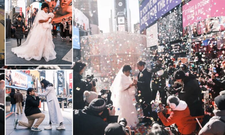 Couples marry, get engaged in Times Square on Valentine's Day