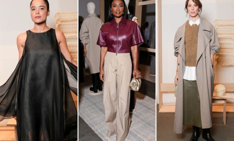 Juliana Canfield and Rebecca Hall admire the wearable art at Lafayette 148
