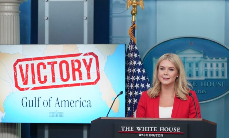 White House Press Secretary Karoline Leavitt addresses reporters during a press briefing at the White House in Washington, DC, covering key policy issues and administration updates.