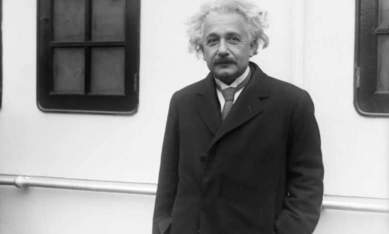 Albert Einstein arriving in New York on the Belgenland liner in 1930