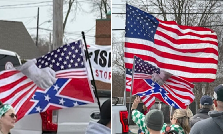 NY Long Island St. Patrick's Day parade Confederate flag Bayport-Blue Point