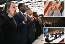 First NYPD class since recruitment standards were eased is sworn in as city vows to get ranks to 35K
