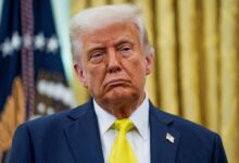 President Donald Trump listens to remarks during a swearing-in ceremony for Administrator of the Centers for Medicare and Medicaid Services Mehmet Oz in the Oval Office in Washington, D.C., U.S., April 18, 2025.