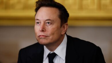 Elon Musk in a suit arriving at the inauguration ceremony for Donald Trump at the US Capitol Rotunda in Washington, DC
