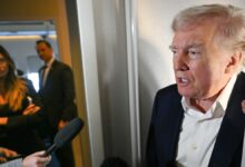 Trump speaking to reporters on Air Fore One