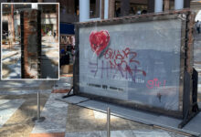 Banksy’s ‘Broken Heart’ painting defaced on a Brooklyn wall is up for sale