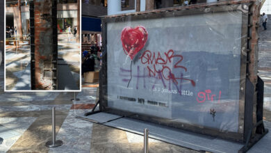 Banksy’s ‘Broken Heart’ painting defaced on a Brooklyn wall is up for sale