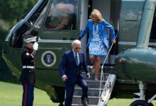 Joe and Jill Biden get off Marine Force One