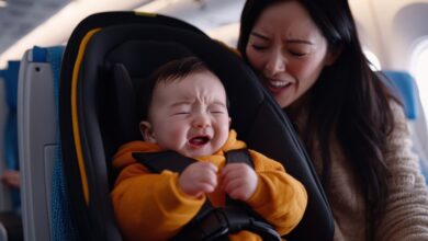 Flier storms off after refusing to sit next to mom and baby