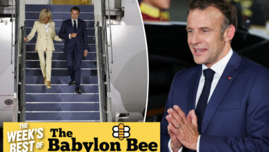 French prez Macron claims he fell down stairs again