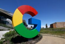 Google logo at Mountain View, Calif., headquarters.