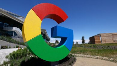 Google logo at Mountain View, Calif., headquarters.