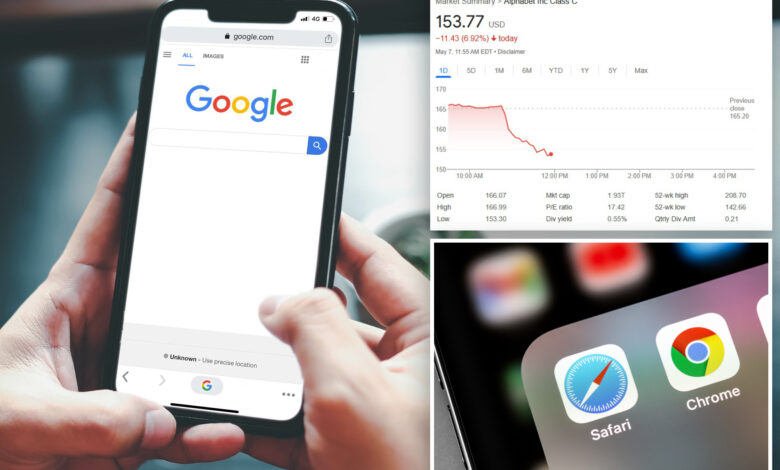 Google stock drops 9% after Apple says it could ditch search engine