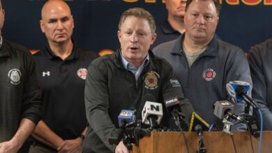 James Brosi and Andrew Ansbro, Presidents of Uniformed Firefighters Associations, addressing the press on the effects of congestion pricing on FDNY response times in New York