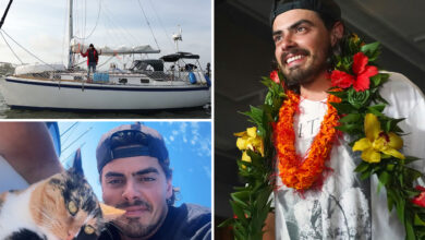 Viral Oregon man Oliver Widger who quit his job to set sail with his cat arrives to cheering fans in Hawaii after weekslong journey