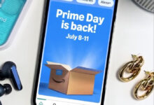 Amazon Prime Day announcement on a phone screen.