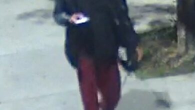Surveillance image of a man wanted for questioning in connection with a forcible touching.