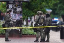 Police officers at a crime scene.