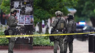Police officers at a crime scene.
