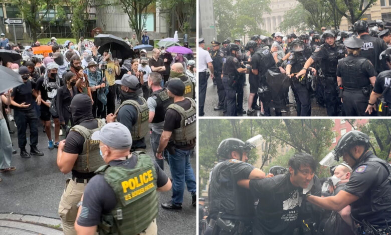 Five arrested in NYC as nearly 100 protesters clash with feds