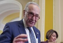 Schumer speaks to reporters inside Capitol