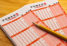 Powerball lottery ticket with pencil.