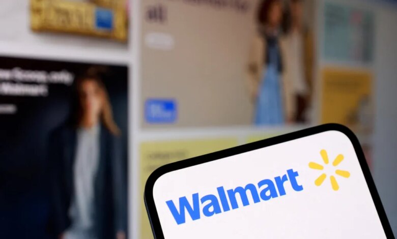 Illustration of the Walmart logo on a smartphone screen.