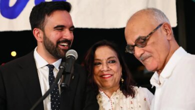 Zohran Mamdani and his parents at election victory party